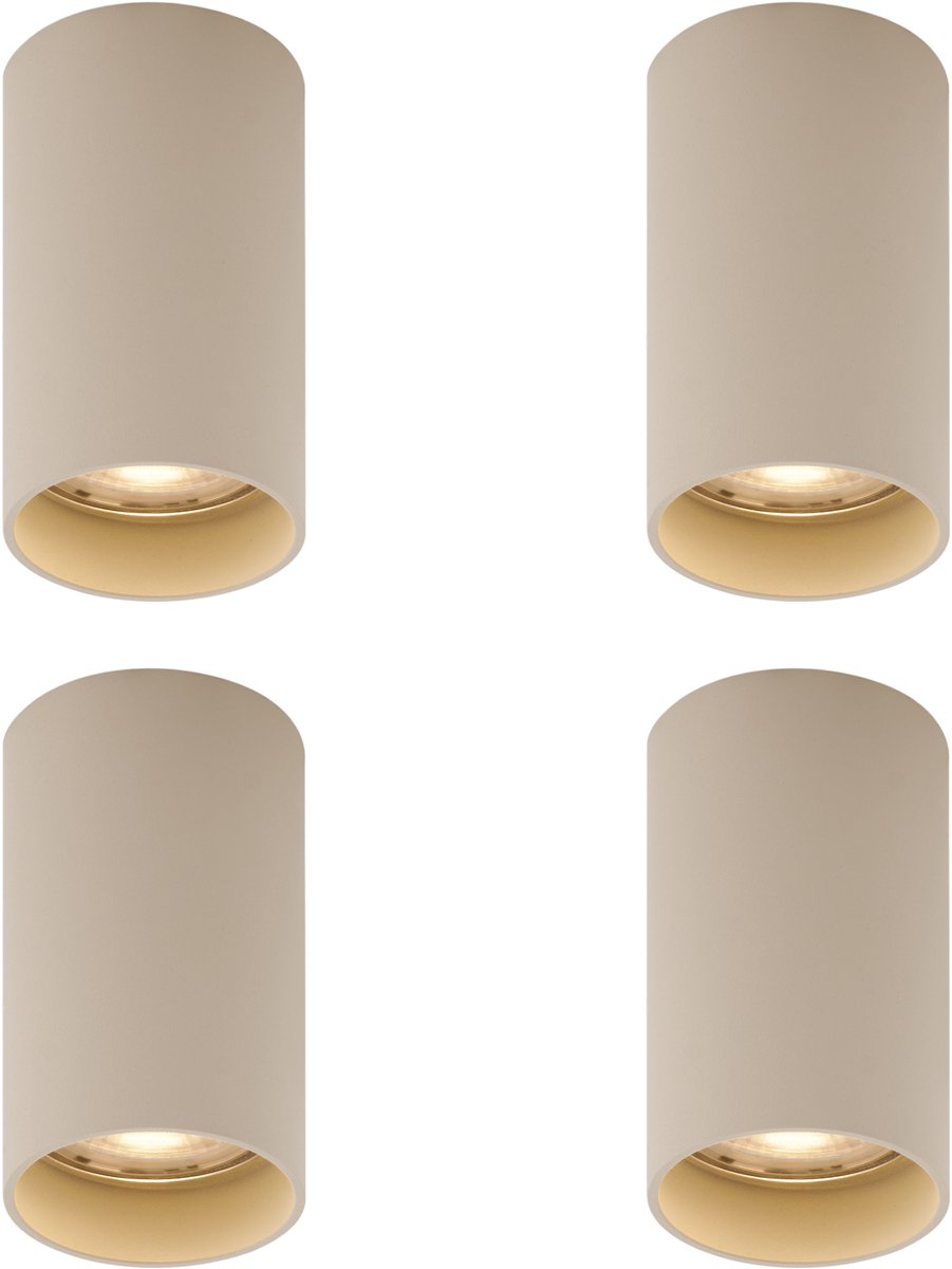 Qazqa spot - 108450 - beige , max. 10W, geschikt voor led, 5.6cm, ideaal als keuken en woonkamer lamp, in set van 4.