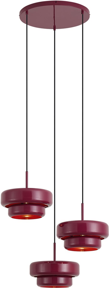 Qazqa eettafel retro hanglamp - Ophelia - paars, 3-lichts, 64cm, ideaal als eettafellamp en woonkamer lamp