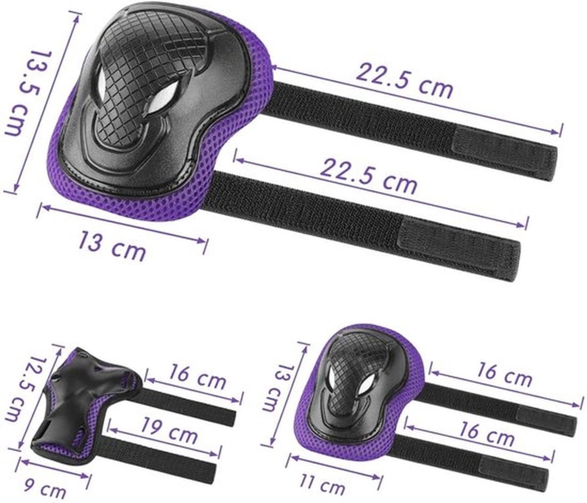 SnelShoppen - Kids Beschermset met Kniebeschermers en Helm voor Kinderen 3-10 Jaar - Inline Skates, Skateboard, Fiets, Roller Skates - Paars, Premium