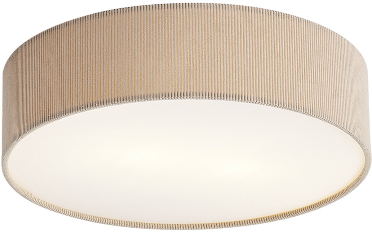 Qazqa moderne plafondlamp, plafonniere - Luz - taupe, rond, 2-lichts, 38cm, ideaal als hal, slaapkamer en woonkamer lamp
