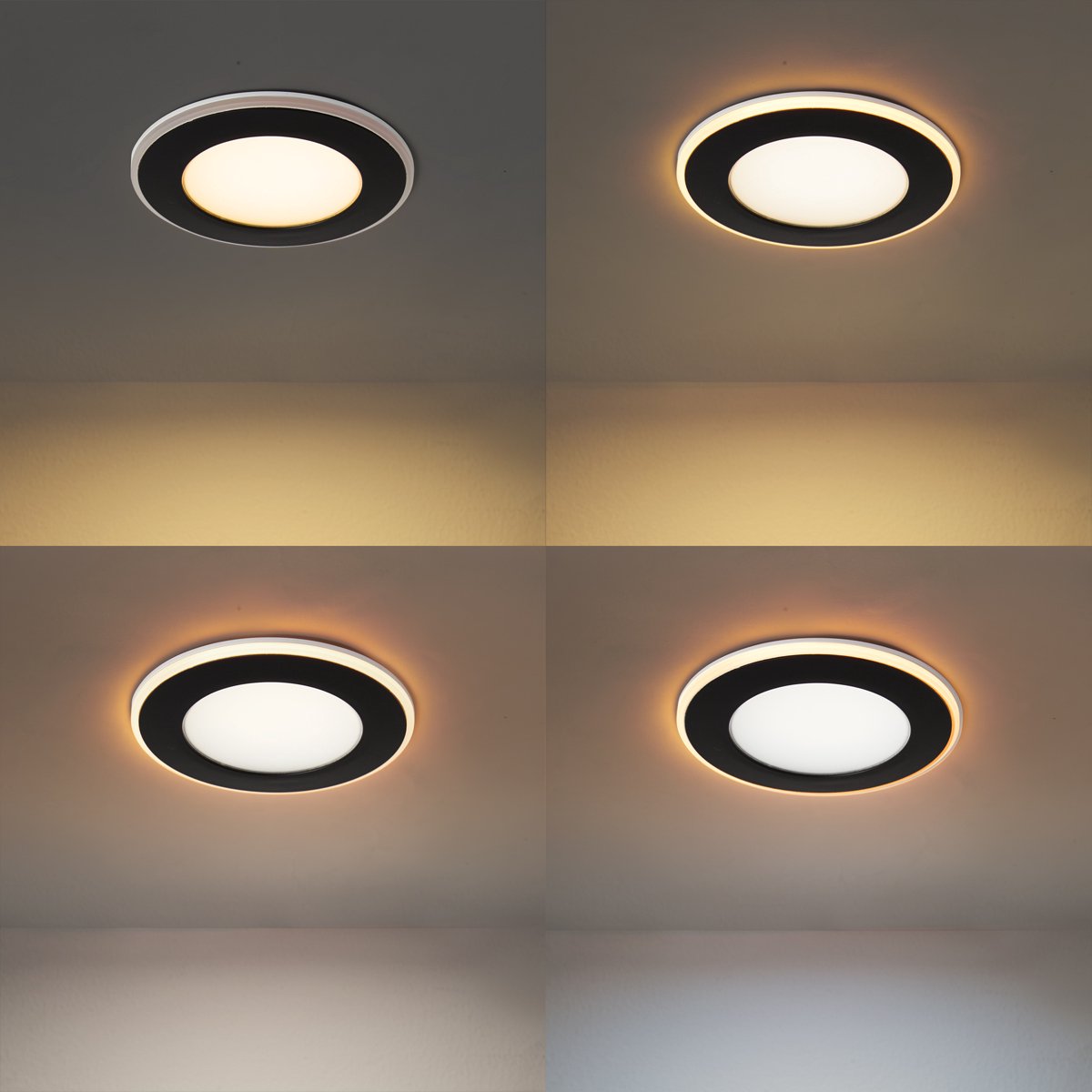 Qazqa led inbouwspot, inbouwlamp - Poetie - zwart , incl. 4.9W geintegreerde led, 2200K - 6500K, extra warmwit - daglicht, dimbaar, 11cm, rond, ideaal