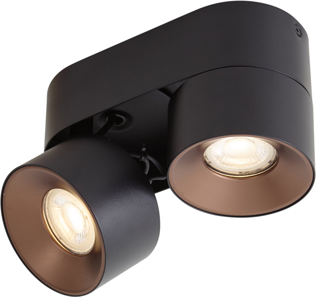 Qazqa verstelbare spot, opbouwspot, plafondspot - Echo - zwart , max. 10W, geschikt voor led, 18.5cm, rond, 2-lichts, ideaal als hal, keuken,