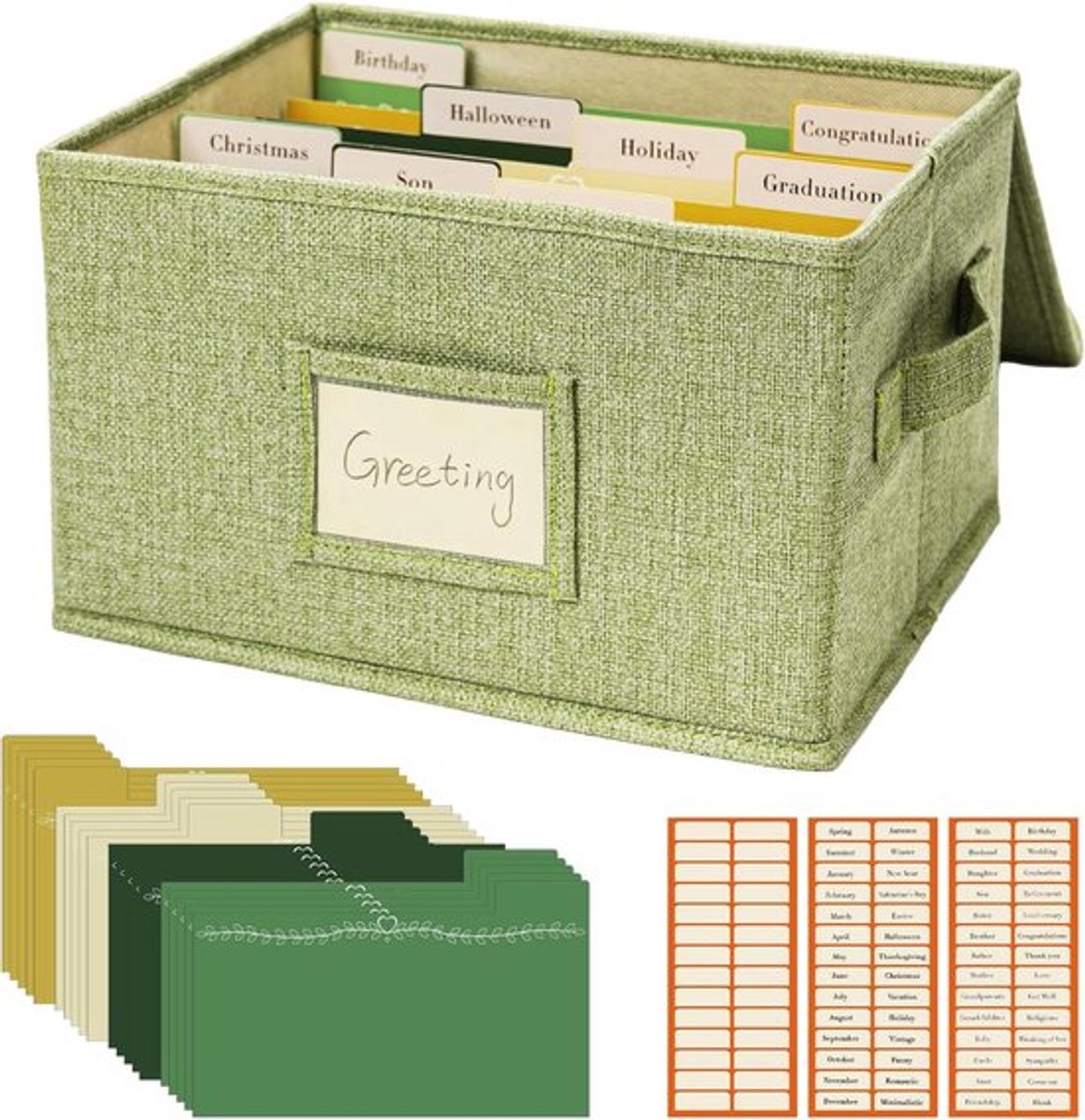 SnelShoppen - Kaartopbergdoos met 20 Verwisselbare Scheidingswanden, 84 Zelfklevende Labels, Geschikt voor Foto's, Enveloppen, Scrapbooks, Stickers -