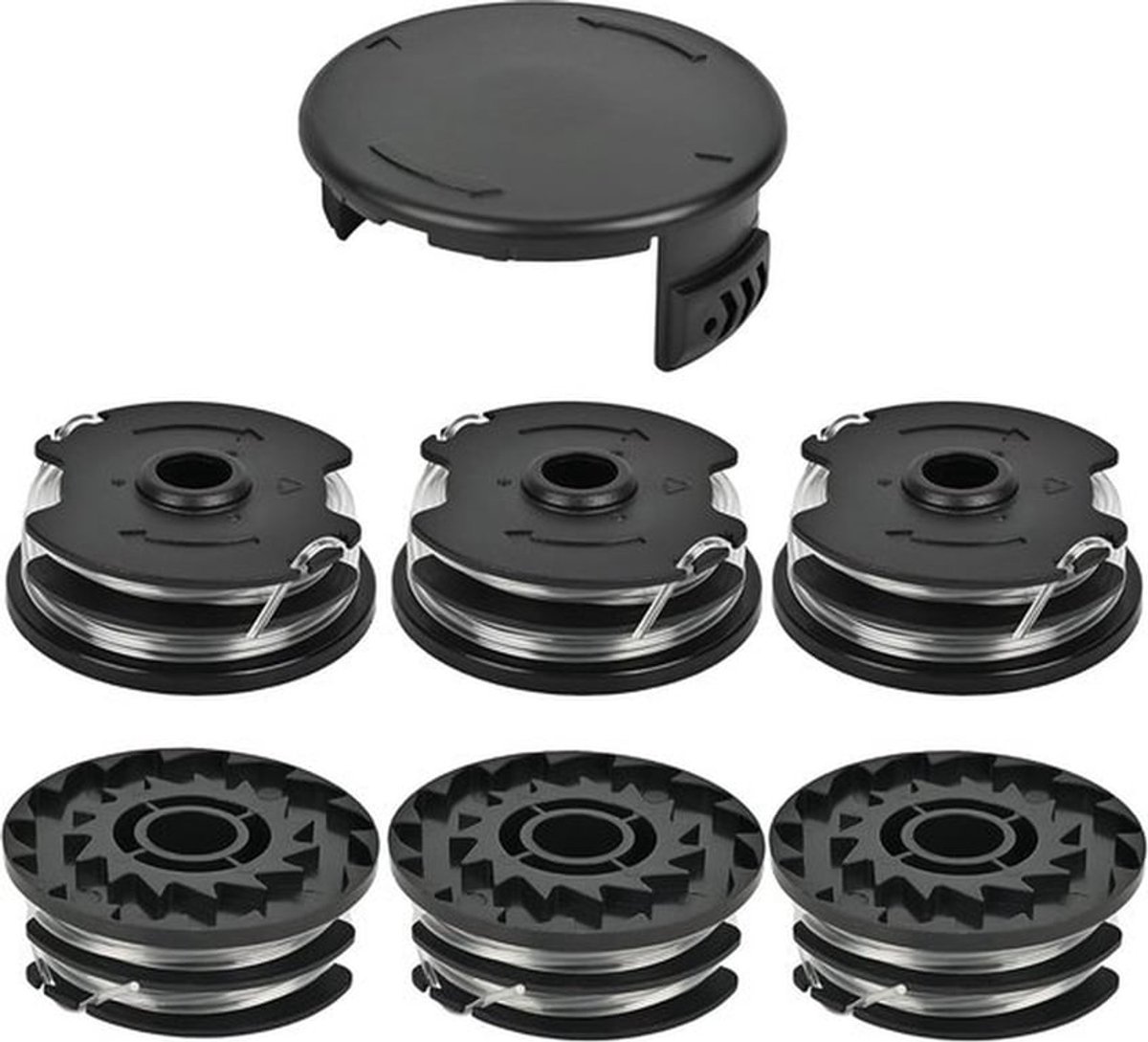 SnelShoppen - Draadspoelen voor Grastrimmer, 6 Spoelen en 1 Deksel, Geschikt voor Diverse Modellen, Perfecte Vervanging, Tuinaccessoires