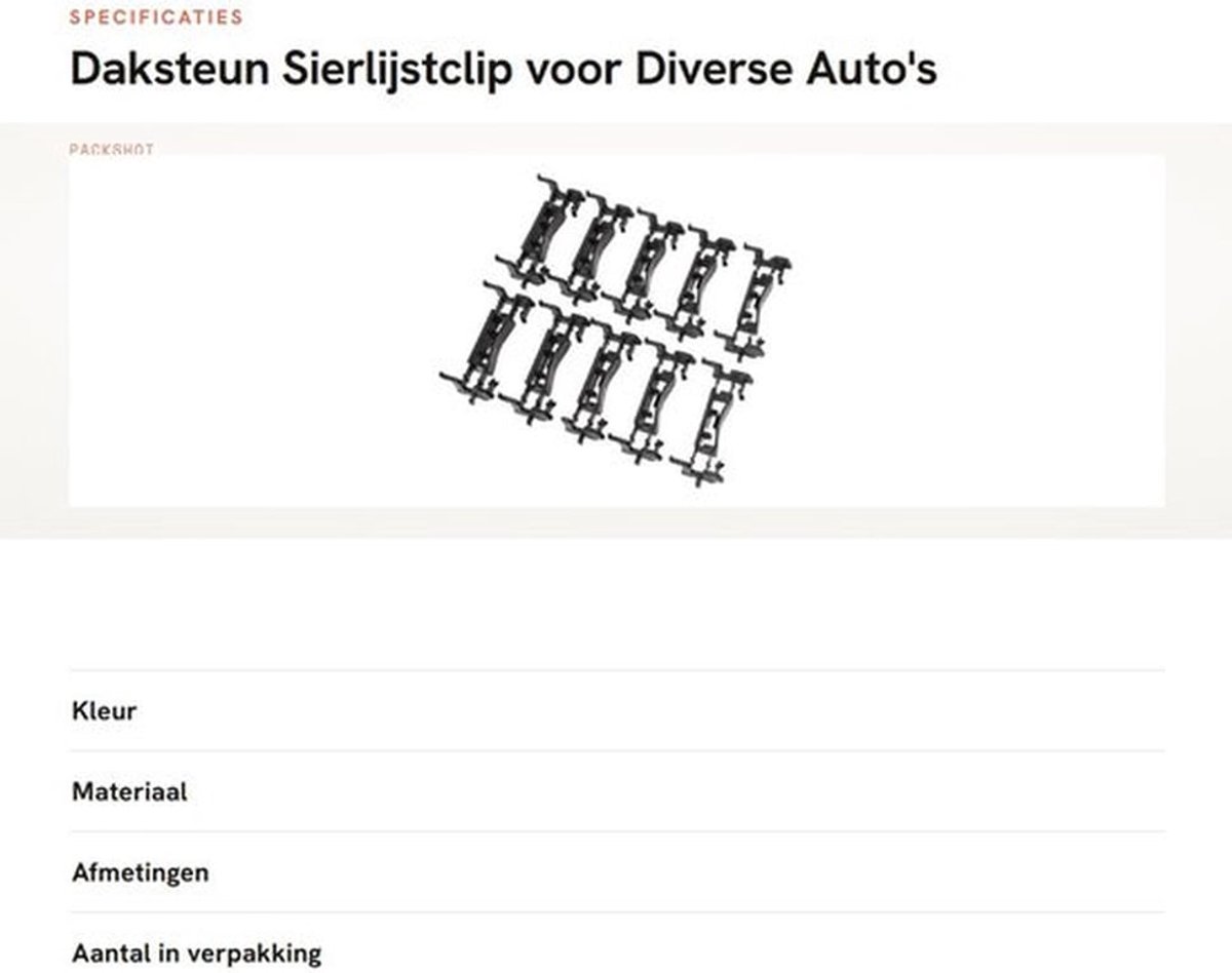 Druppellijstclip MN142343 - Daksteun - Sierlijstclip - Robuuste Bevestiging - Eenvoudig te Installeren - Duurzaam Materiaal - Daklijstclip