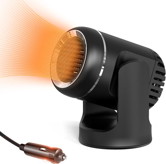 Autokachel - 120W 12V - Draagbare autokachel - Snelle verwarming - 2-in-1 warme en koude lucht - Ontwaseming en ontdooiing - Dubbele PTC-verwarming - Stille werking - 360° draaibare voet - Geschikt voor de meeste automodellen - 14*12*8 cm - Zwart
