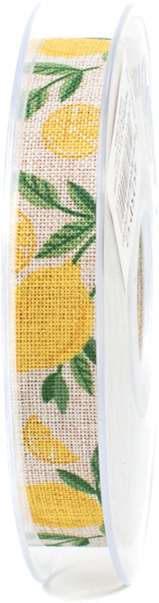 Decoratielint - cadeaulint - 15 mm x 20 meter - naturel - citroenprint