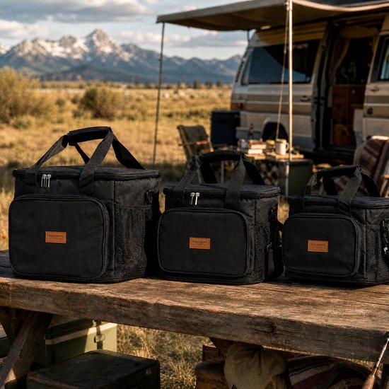 RHEINBERG - Koeltas 25L - Geïsoleerde Koeltas - Lekvrij & Waterdicht - Met Schouderband - Koeltas voor Strand, Picknick, Auto & Werk - Zwart van RHEINBERG — afbeelding 4