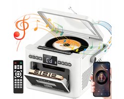 All-in-1 Speler - 7-in-1 CD Speler - Cassettespeler - Bluetooth Luidspreker - FM Radio - USB & SD & AUX - 5000mAh - Opnemen - LED Display & Afstandsbediening - Retro CD Speler - Voor Slaapkamer Woonkamer en Kantoor - Cadeau