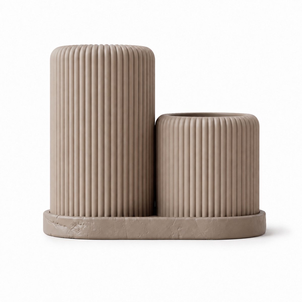 Badkamer Organizer Set – Tandenborstelhouder & Wattenstaafjeshouder – Met Plateau – Geribbeld Design