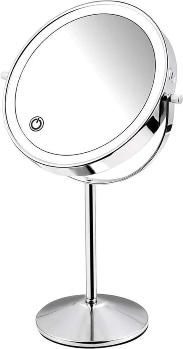 Draaibare make-up spiegel met LED-verlichting, 7x vergroting en aanraakscherm, 3 lichtstanden en oplaadbare functie