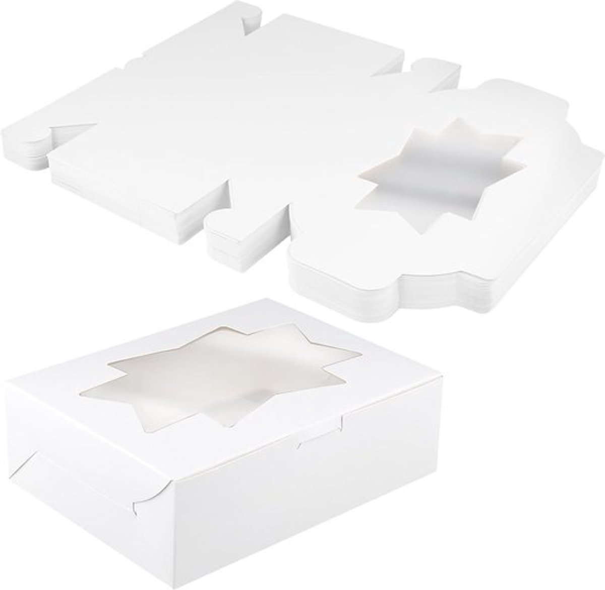 Witte Bakkerijdozen 60 Stuks, 8.1x6.1x2.6 Inch, Ideaal voor Koekjes, Brownies en Desserts met Duidelijke Vensters