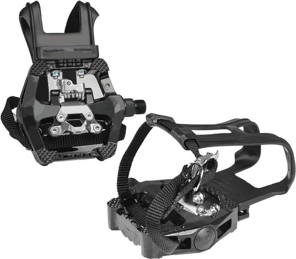 Fietspedalen met teenkooi en riemen voor mountainbike en racefiets - 9/16 inch assen - SPD-pedalen - Spinfiets - Touring - Indoor hometrainers