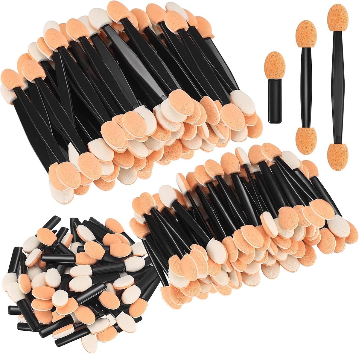 Professionele Set van 150 Oogschaduwapplicators met Dubbelzijdige Make-upkwasten - Perfect voor Schoonheid en Make-up in 3 Lengtes