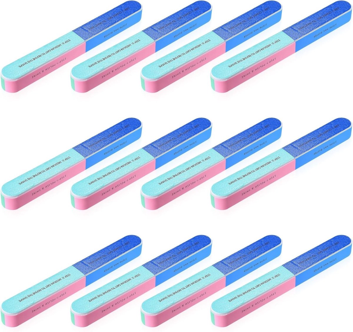 12 Stuks Vijlset voor Nagels - Gekleurde Nagelvijlen voor Natuurlijke en Gel Nagels, Perfect voor Manicure en Pedicure
