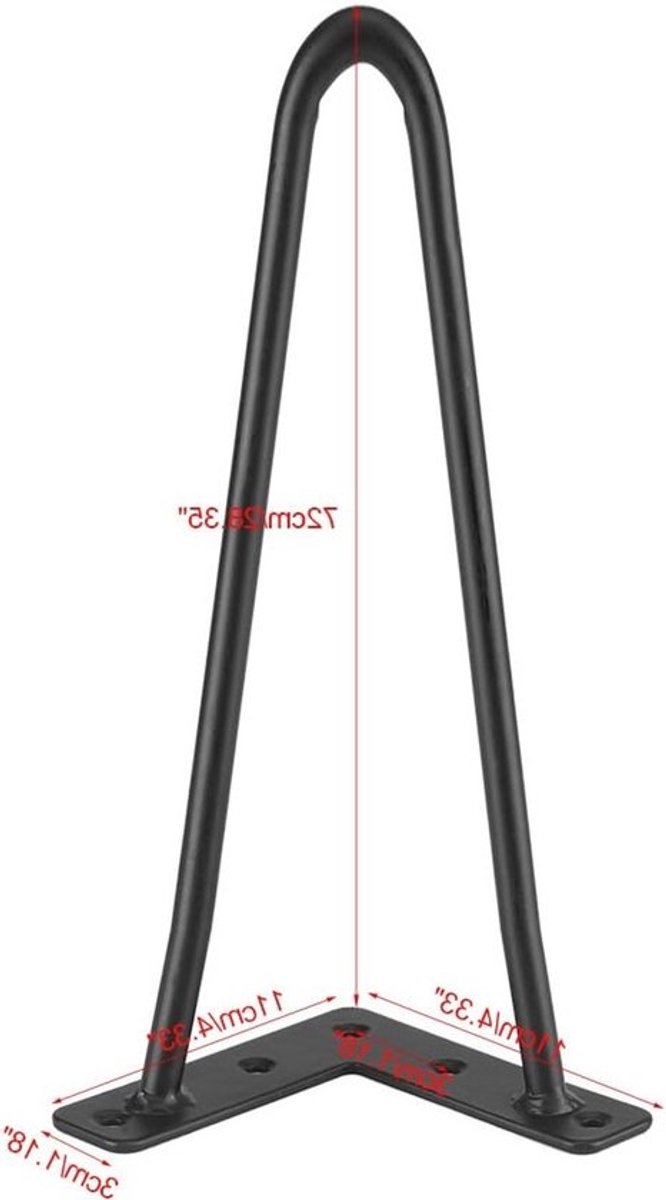Set van 4 metalen meubels poten voor salontafel, haarspeld ontwerp, zwart, vervangende tafel- en stoelpoten (28 inch)