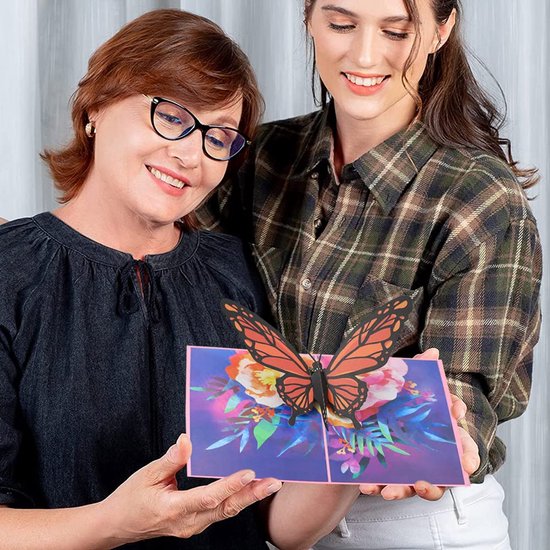 Pop-up 3D kaart met vlinder en bloemen, handgemaakt, voor elke gelegenheid — afbeelding 4