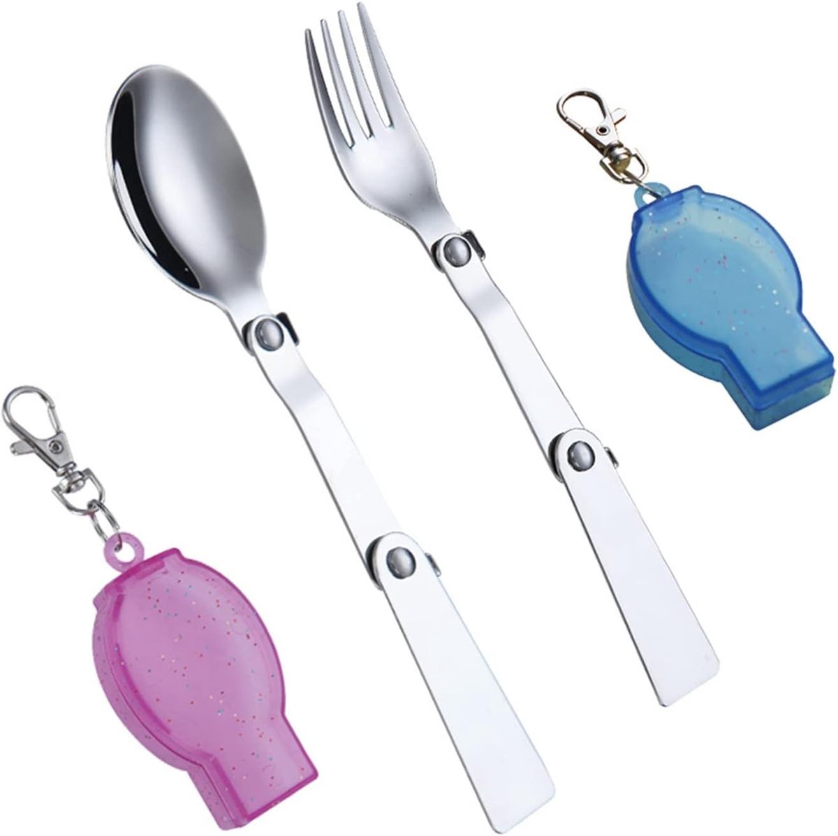 Vouwbare Bestekset met Lepel en Vork van RVS 304, Inclusief Twee Plastic Opbergdozen voor Reizen, Kamperen en Picknicken