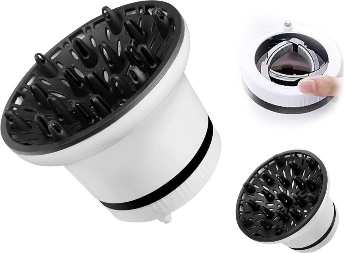 Universeel diffuseraccessoire, verstelbare föhndiffuser, voorvoor krullend en golvend haar.