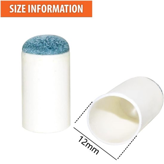10-stuks Biljartkeu-tip - Accessoire voor biljartkeu-Tip - Beschermer voor biljartkeu-Tip - Vervangingsset voor clubhoofden, zonder lijm of gereedschap - 1.2 cm -Geschikt voor biljartkeukoppen met een diameter van 12 mm. - Wit — afbeelding 2