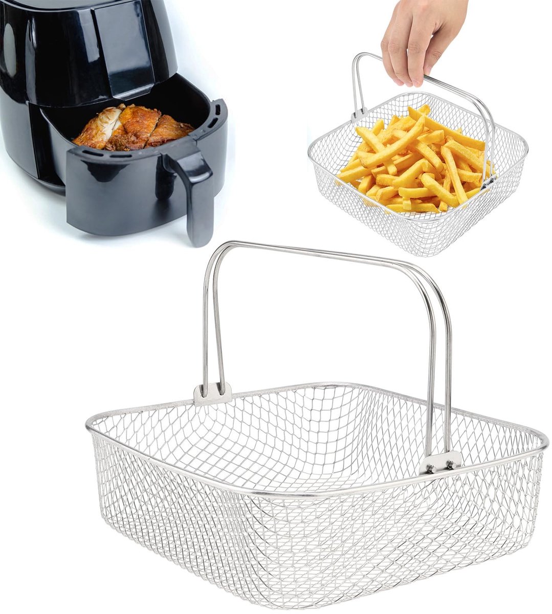 Solidchoice - Airfryer Vervangende Mand van Roestvrijstaal, 5.8QT en 6QT
