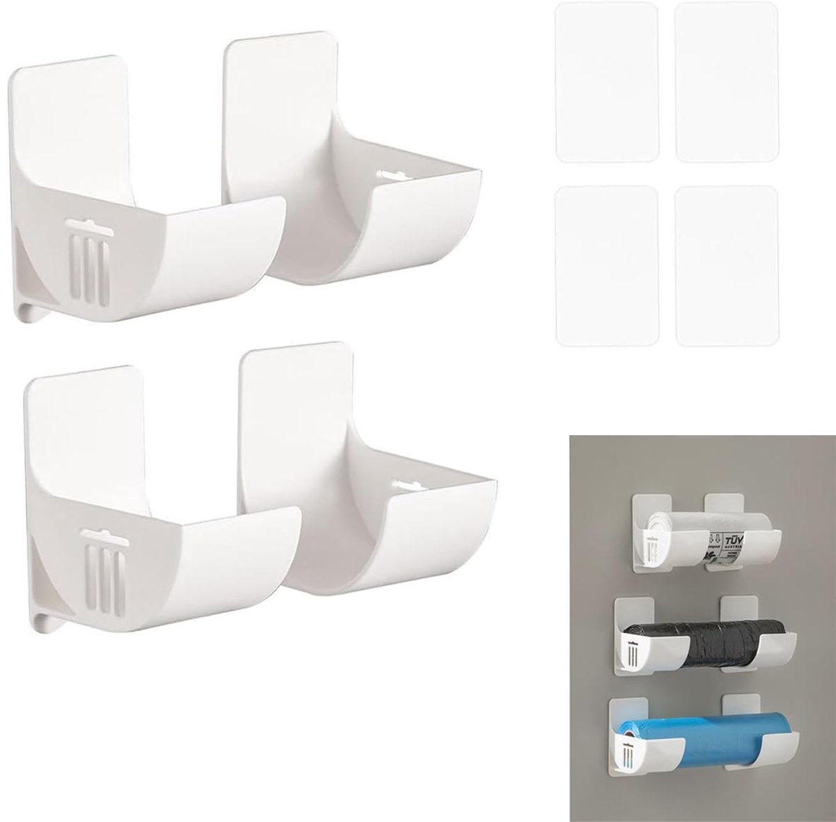 Solidchoice - Set van 4 Zelfklevende Afvalzakhouders