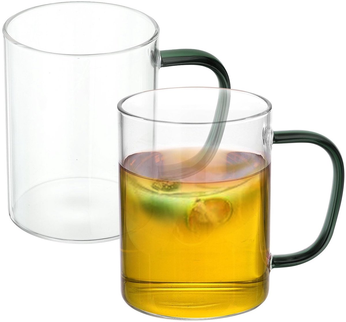 Solidchoice - 2 Stuks 500ml Glazen Maatbekers met Groene Handgreep