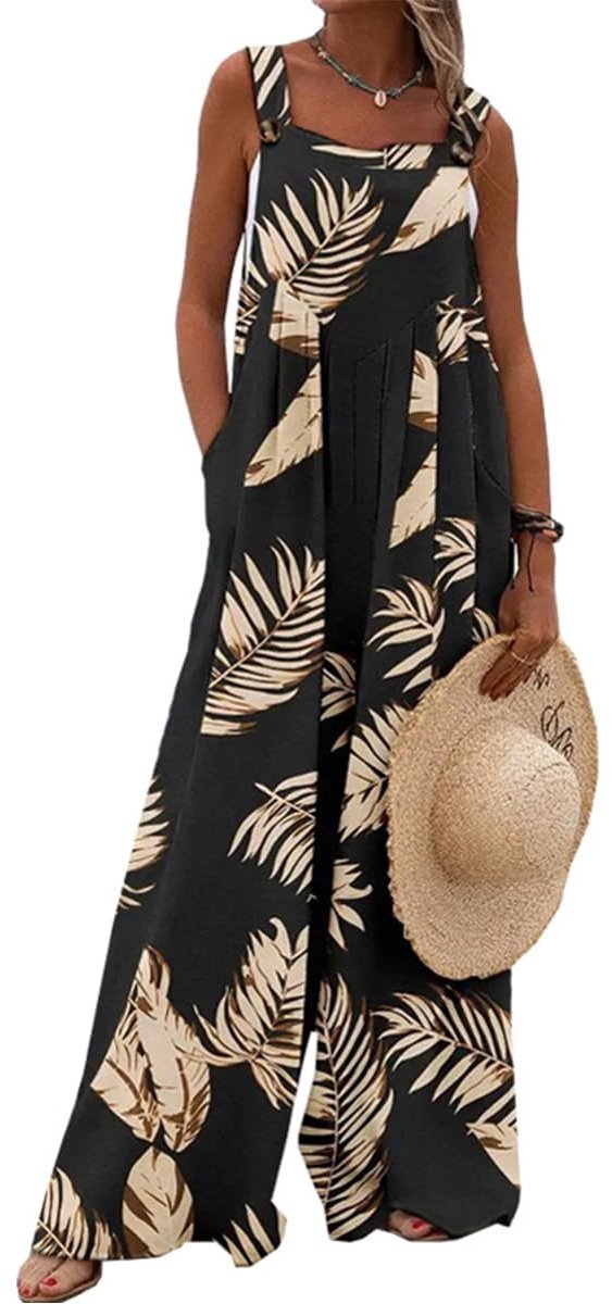 Solidchoice - Dames Zomerse Mouwloze Jumpsuit met Bloemenprint