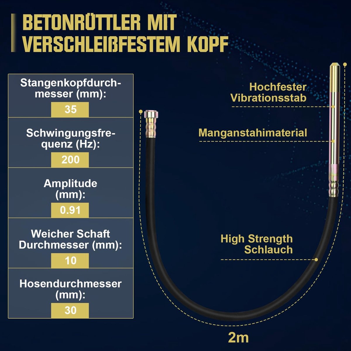 Solidchoice - Elektrische Betontriller met 1800W Motor en 2m Slang
