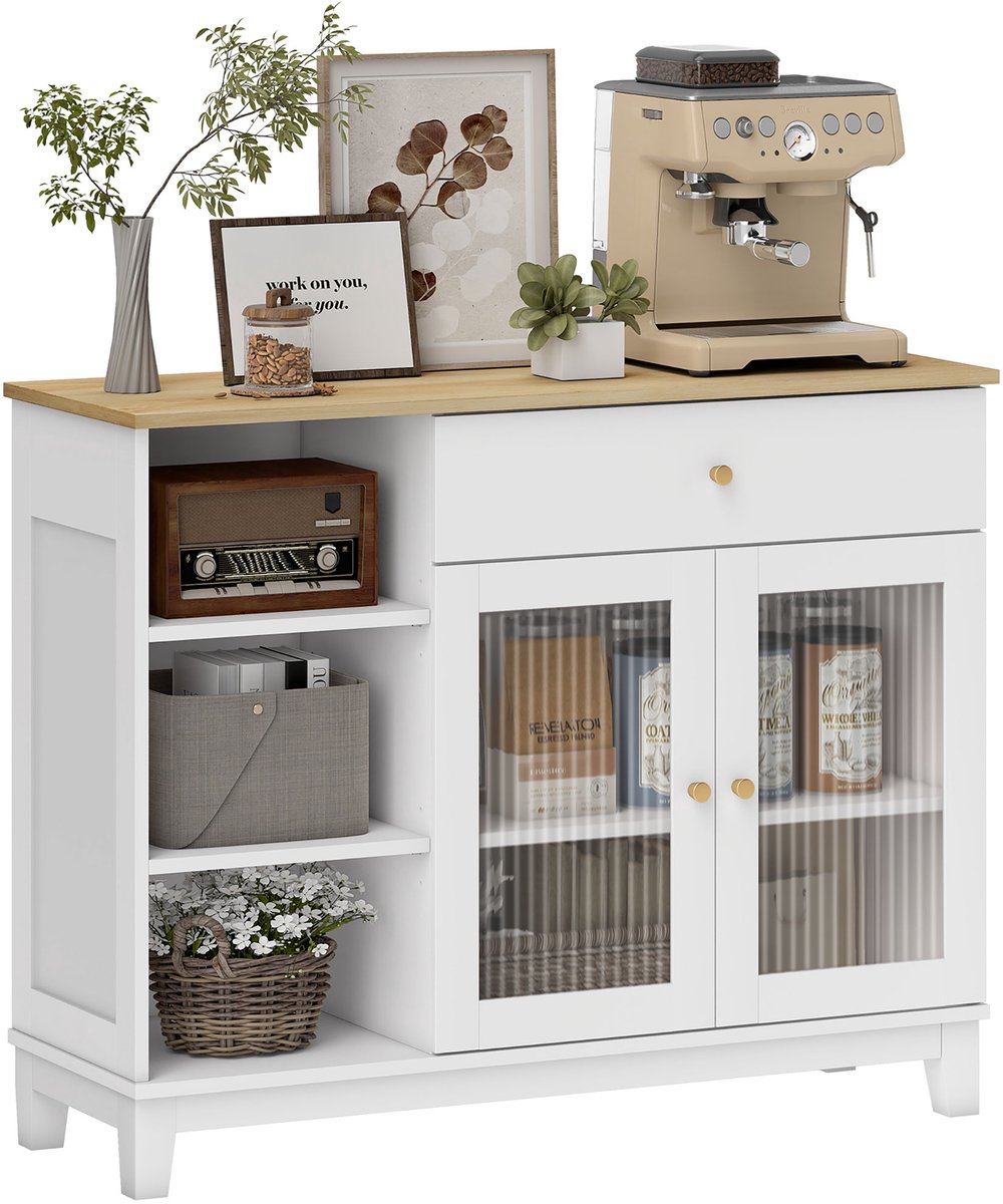 HOMCOM Dressoir - MDF - 100x35x80,3cm - Wit