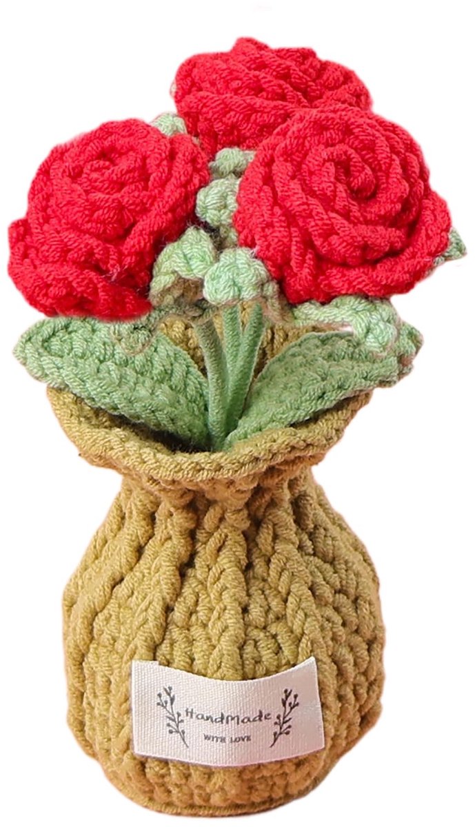Solidchoice - Handgemaakte Gehaakte Bloemen in Vaas