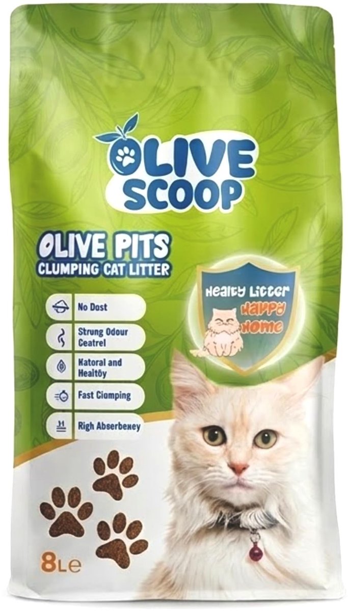 Solidchoice - Natuurlijke Klonterende Kattenbakvulling van Olijfpitten 8L