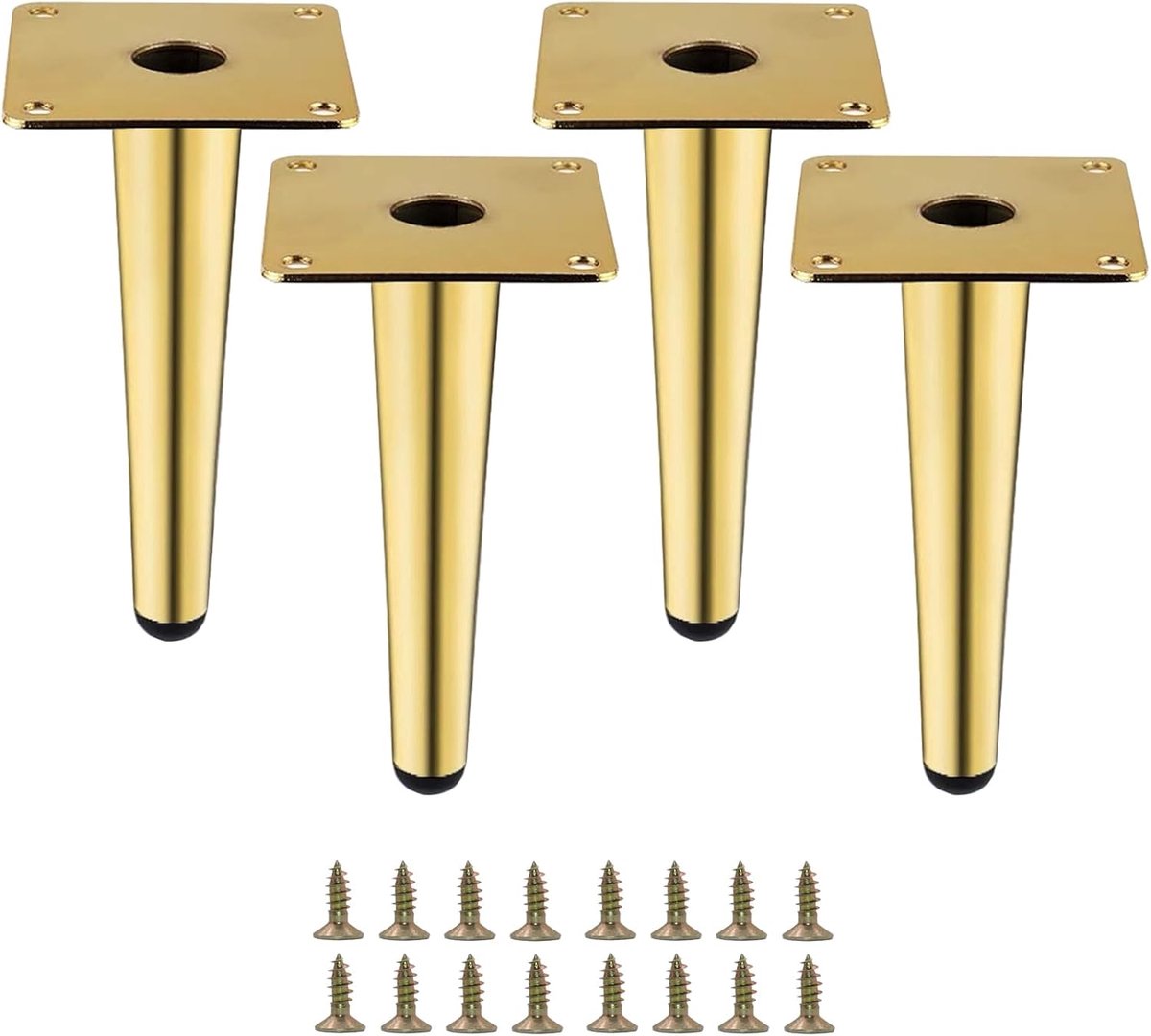 Set van 4 Gouden Metalen Meubelpoten 15 cm - Zware Meubelvoeten voor Bank en Kast - Moderne Rechte Design Poten voor DIY Meubelvervanging