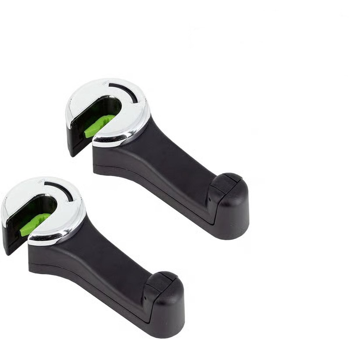 De accessoires omvatten: een 2-in-1 verborgen haak Geschikt voor de hoofdsteun van de auto, een 360° draaibare haak Geschikt voor de achterbank, een autohaak met telefoonhouder, eenvoudig te installeren, stevig en duurzaam.