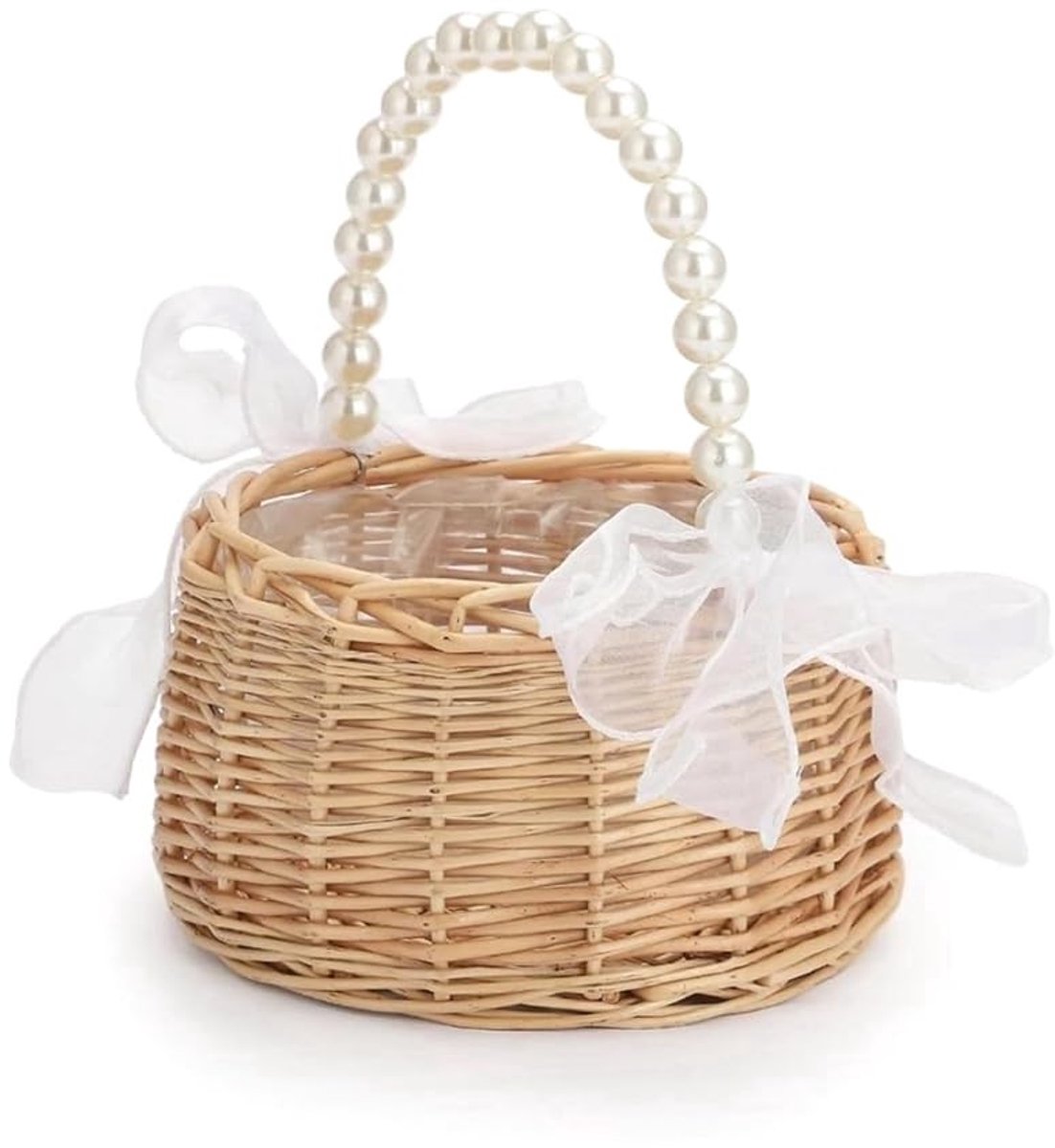 Solidchoice - Elegante Bloemenmand met Parelen Handvat
