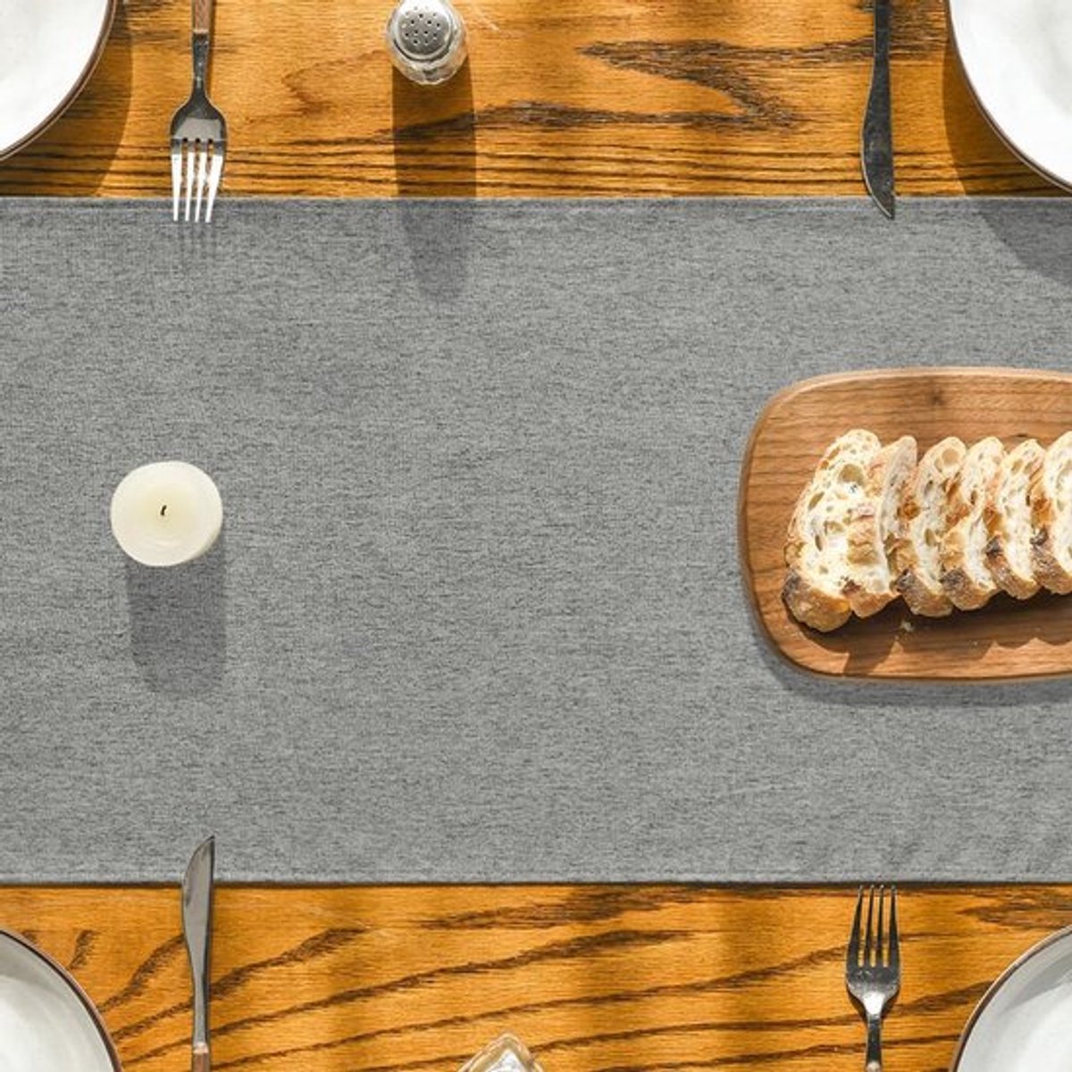 lichtgrijze tafelloper, herfst wasbaar keuken eettafel tafeldecoratie binnen vakantie feestdecoratie 40x100 cm