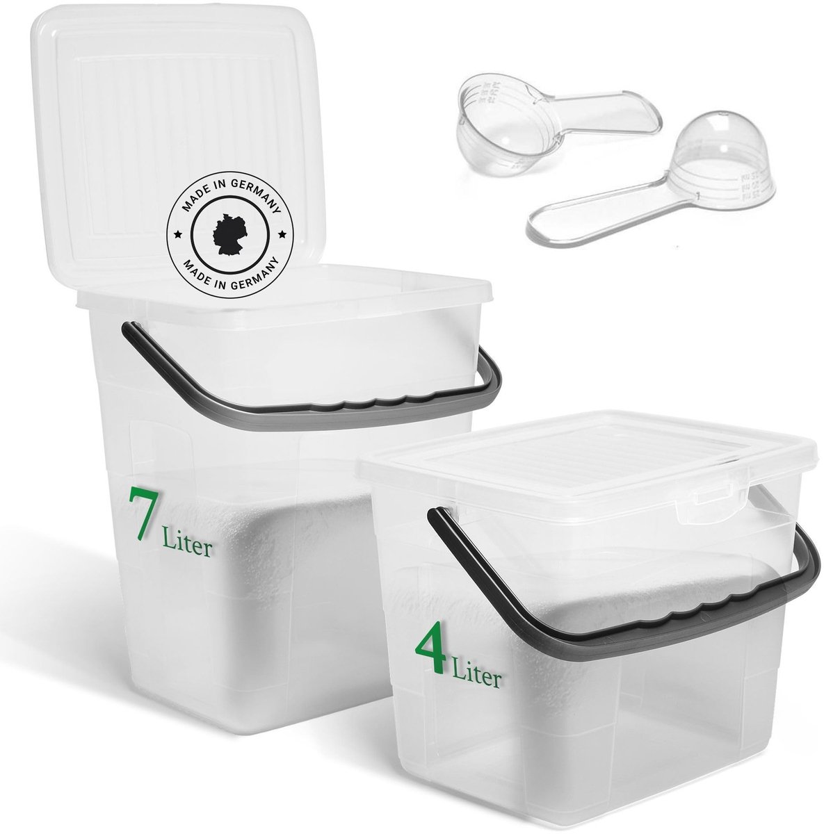 Solidchoice - Transparante Opbergdoos voor Wasmiddel met Dekkend Deksel en Dosering Lepel