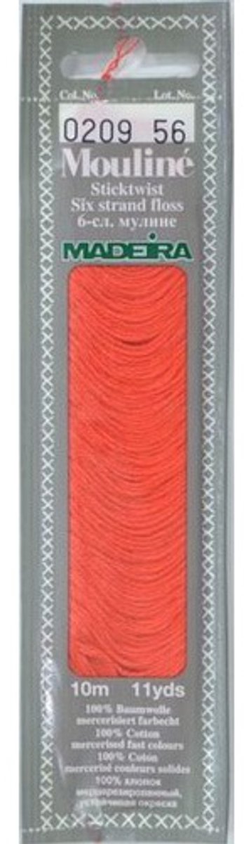 Borduurgaren Madeira Mouline 10 meter 6 draads splijtgaren - rood (209)