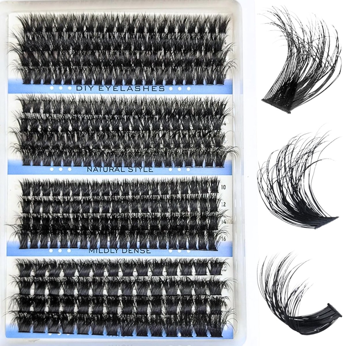 296 Pcs Individuele Wimpers, Fluffy Russische Extensions 80-100-120-150D, DIY Cluster Wimpers Set D Curl, Duurzame Wimperclusters voor Vrouwen (10-18 mm)