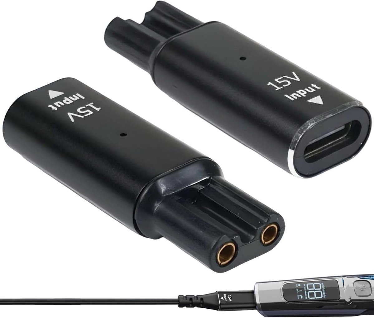 15V Type C Scheerapparaat Adapter Oplader, Geschikt voor Philips Norelco OneBlade en 7000/5000/3000 Series, Compact en Ideaal voor Reizen en Kantoorgebruik