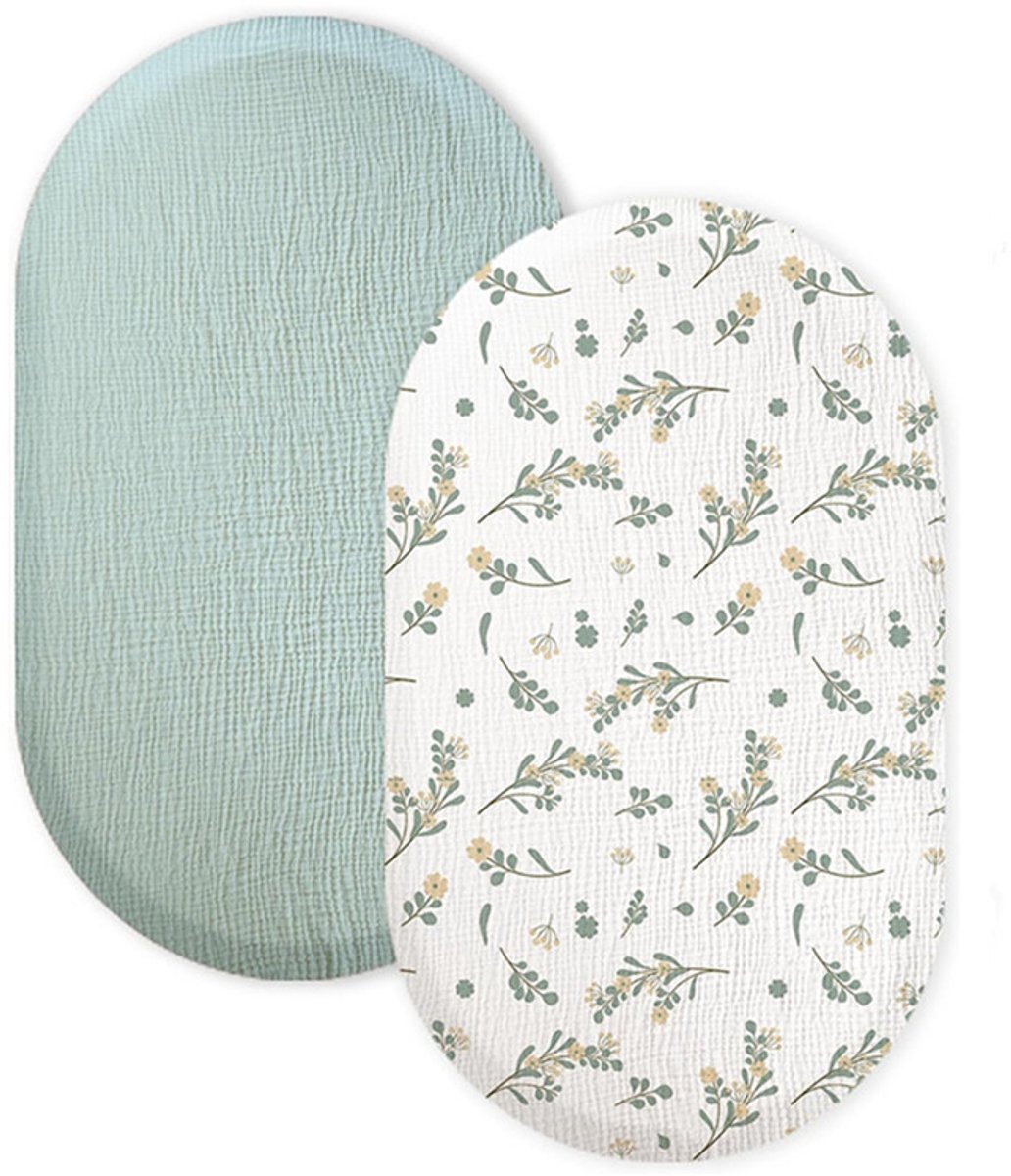 Wieg hoeslaken set van 2 stuks - ademend mousseline katoen - afneembaar wasbaar buitenhoes - geschikt voor babywieg matras - 32 * 17 inchStijl 9