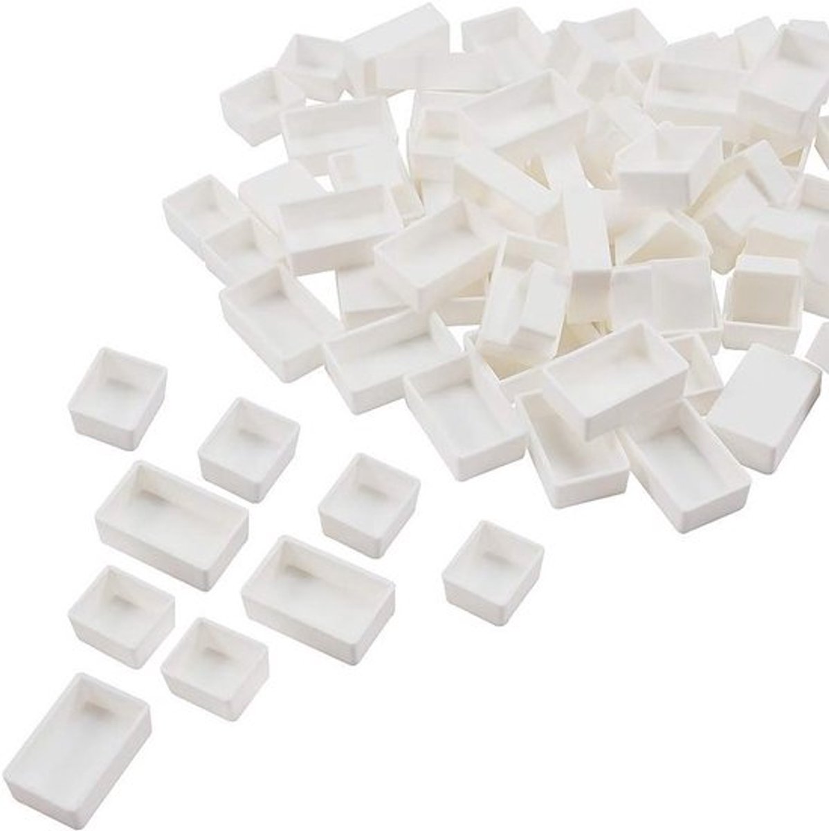 100 Stuks Waterverf Paletten (50 Volle Pans, 50 Halve Pans) - Lege Plastic Verf Pannen voor DIY Schilderen, Kunstbenodigdheden en Aquarelverf Doos