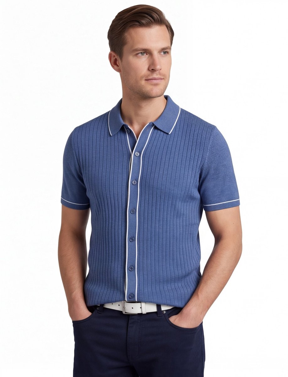 Bugatti poloshirt korte mouw blauw