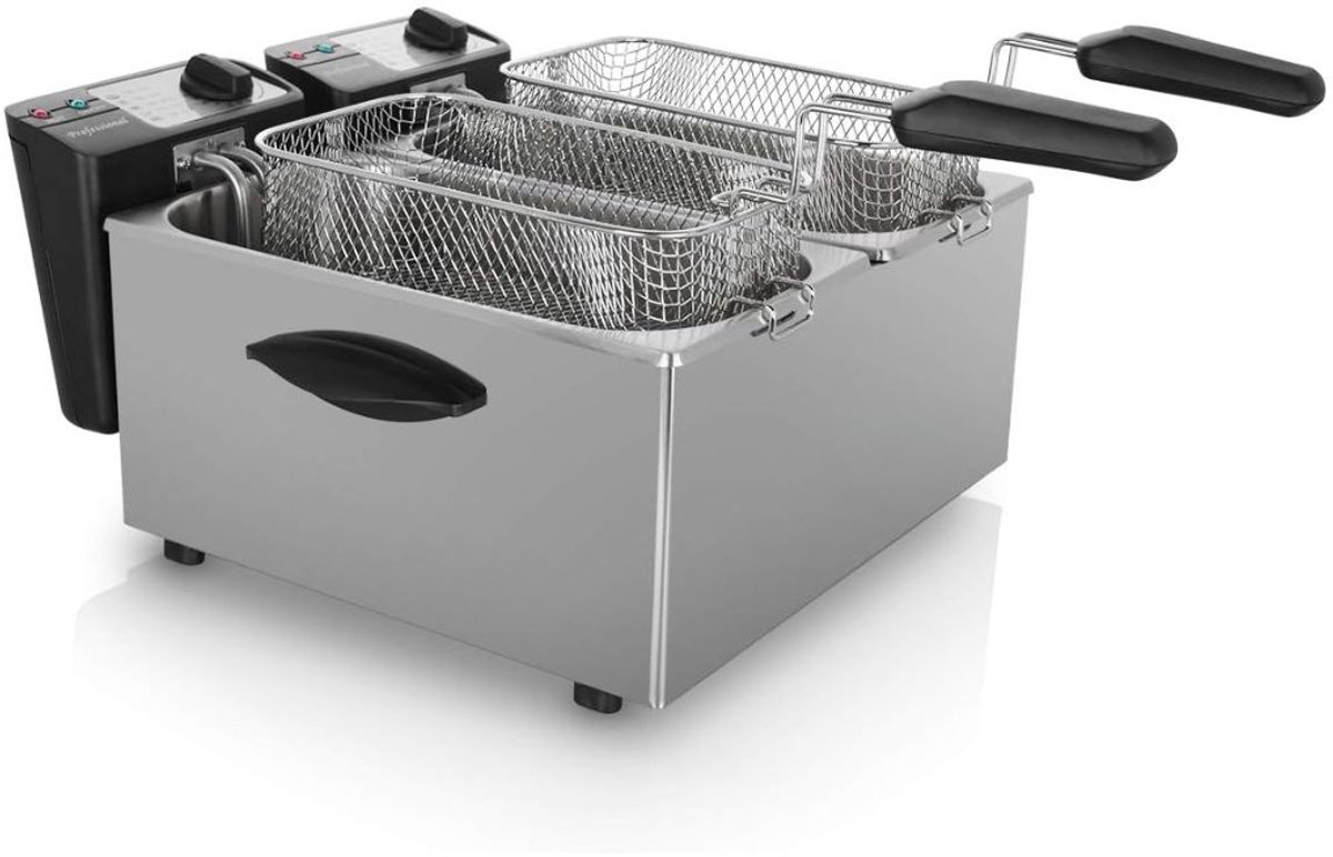 SP® Frituurpan Dubbel - Frituurpan - Koude Zone Friteuse - Zilver - 33cm x 29cm x 29cm