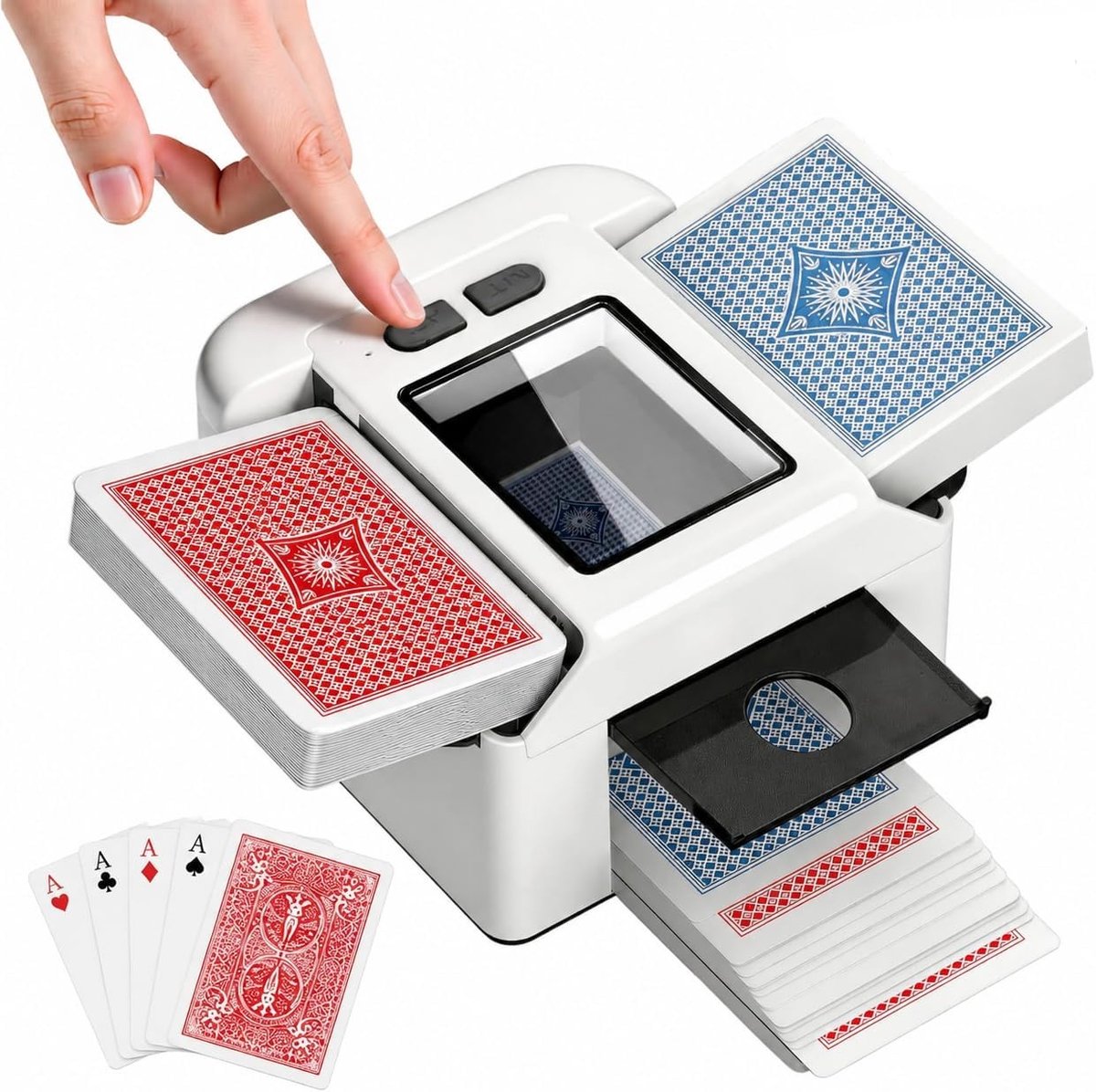 Kaartenschudmachine - - Oplaadbaar & Fluisterstil - Schudmachine met 2 Schudstanden - Kaartenschudder - Kaarten Schudder - Speelkaarten Schudder - Geschikt Voor Veel Speelkaarten