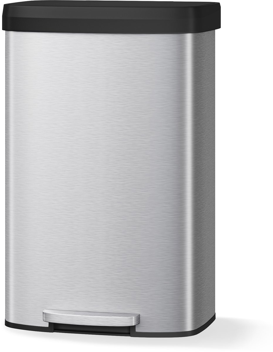 Pedaalemmer Groot RVS 80L - 46x39x71.7cm - Prullenbak - Afvalbak - Soft Close Deksel Kunststof - Roestvrij - Voor Keuken En Badkamer - Zilver