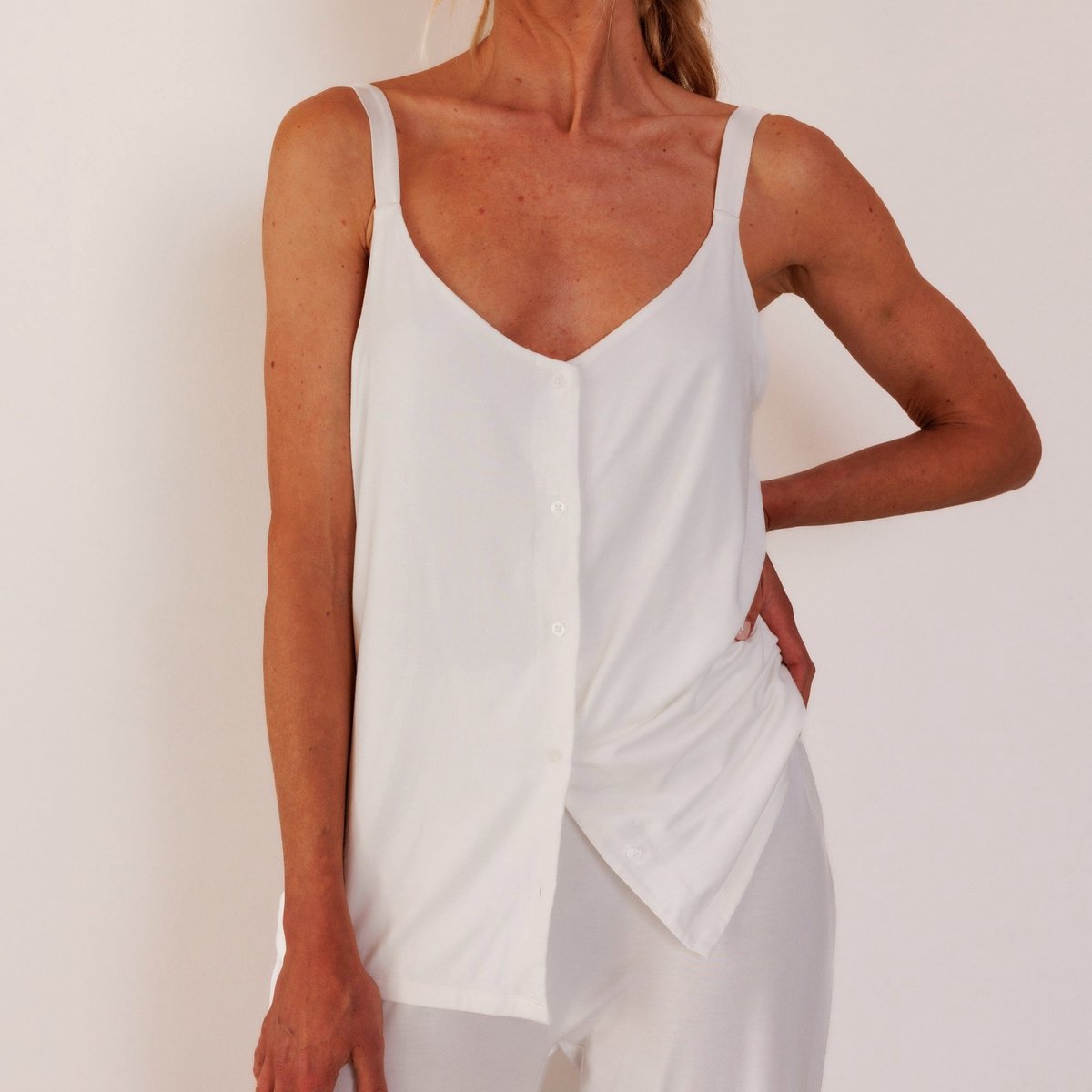 Coco & Cici - TENCEL Pyjama Top Dames Off White - XL