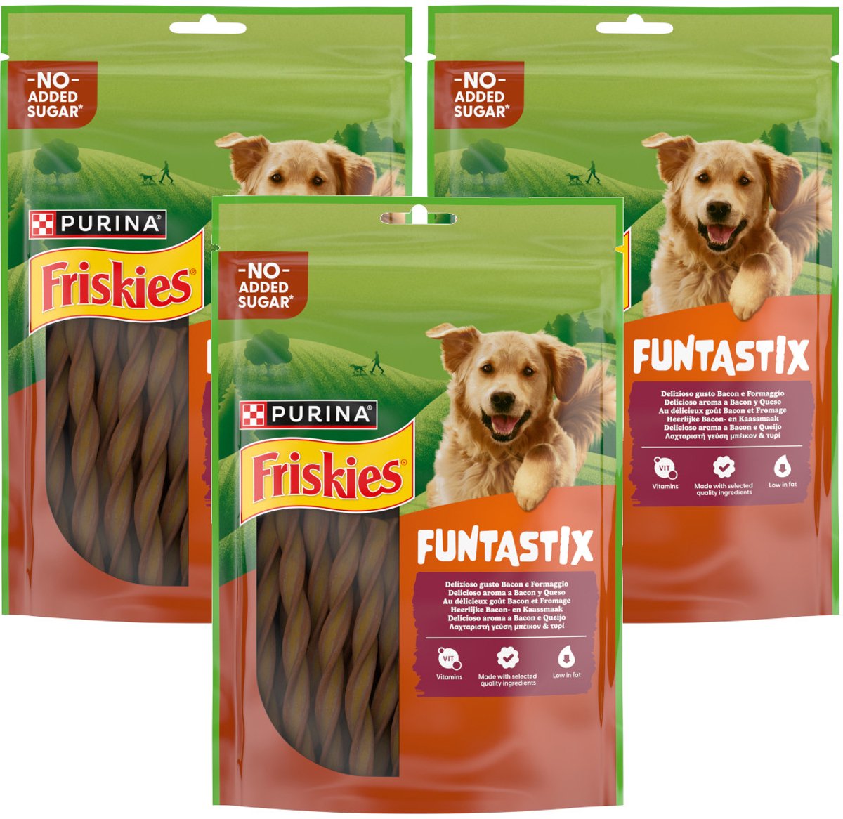 Purina Friskies Funtastix Bacon en Kaas - Multipack - Hondensnack - 525g (3x175g)