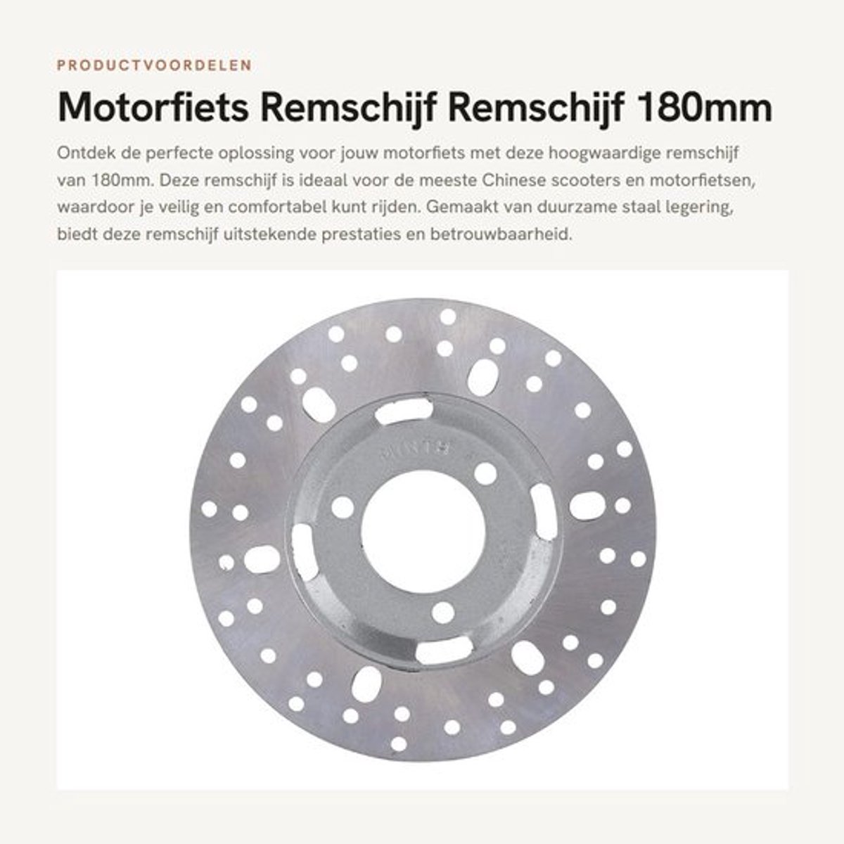 Remschijf 180mm - Vervanging voor Chinese scooters/motorfietsen - Staal legering - Eenvoudige installatie - Hoogwaardige kwaliteit - Remrotor
