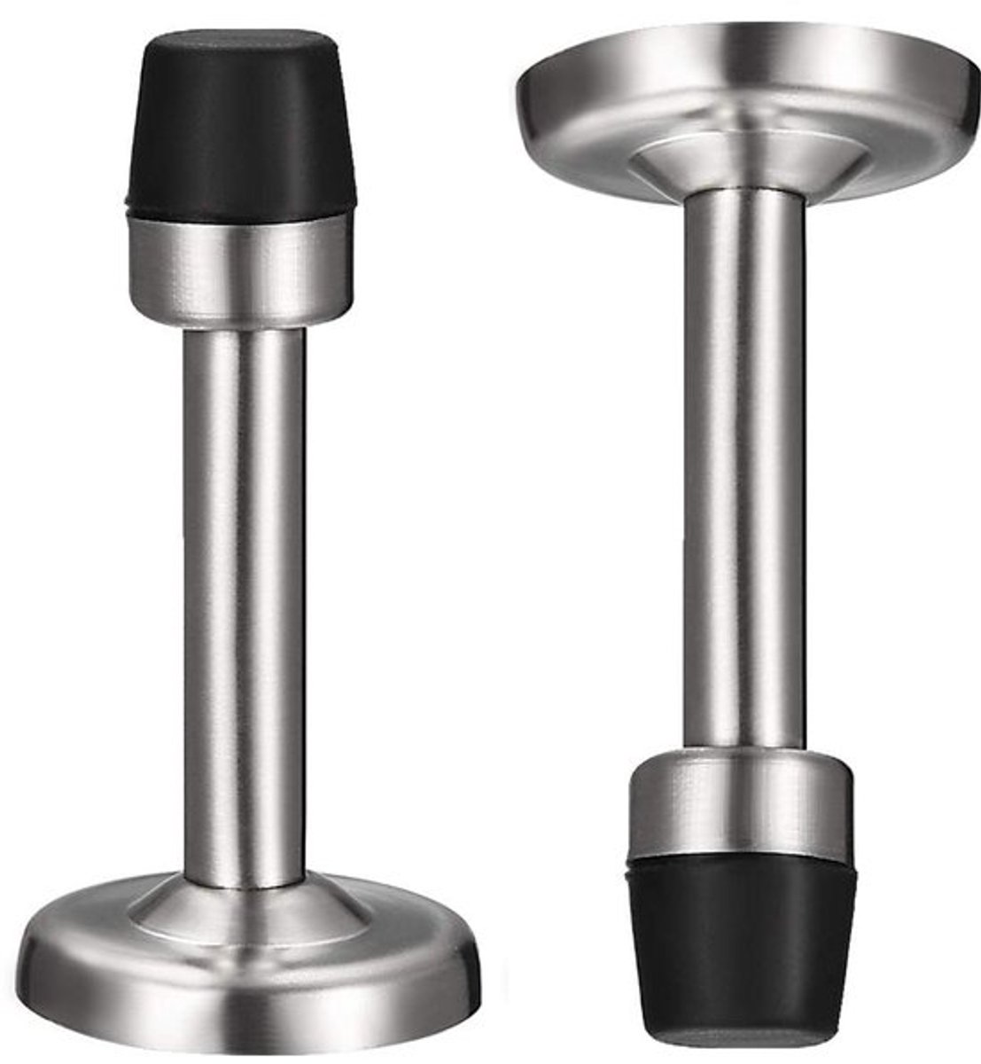 Deurstopper Wandmontage - 2 Stuks - Dempende Rubber Bumper - Zinklegering - 78 mm Hoogte - Corrosiebestendig - Deurstop